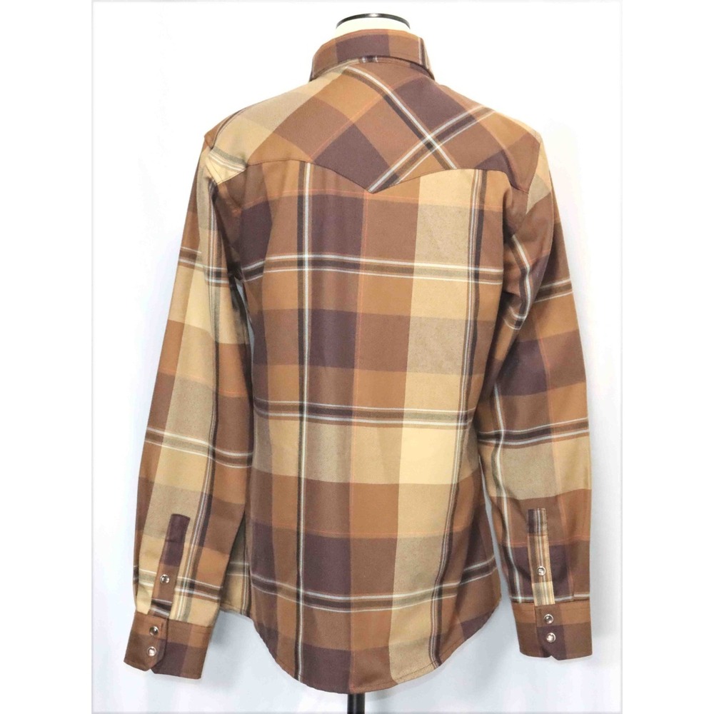 Dixxon Montana Knife Company Brown Plaid Pearl Snap L/S Shirt Womens Size Large - Picture 3 of 5